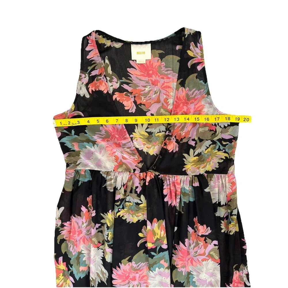 Maeve Anthropologie Violette Floral Chiffon Mini Dress Sheer Size S Sleeveless - Picture 7 of 11